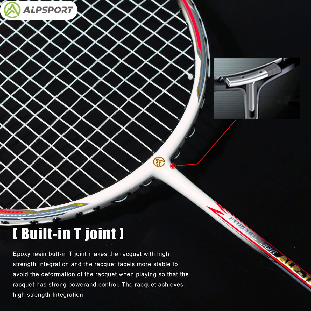 ALPSPORT AIR 10U  Ultralight 52g T800 Badminton Racket Fast Rebound  Lmported MAX 28LBS Carbon fiber + Titanium Badminton Racket