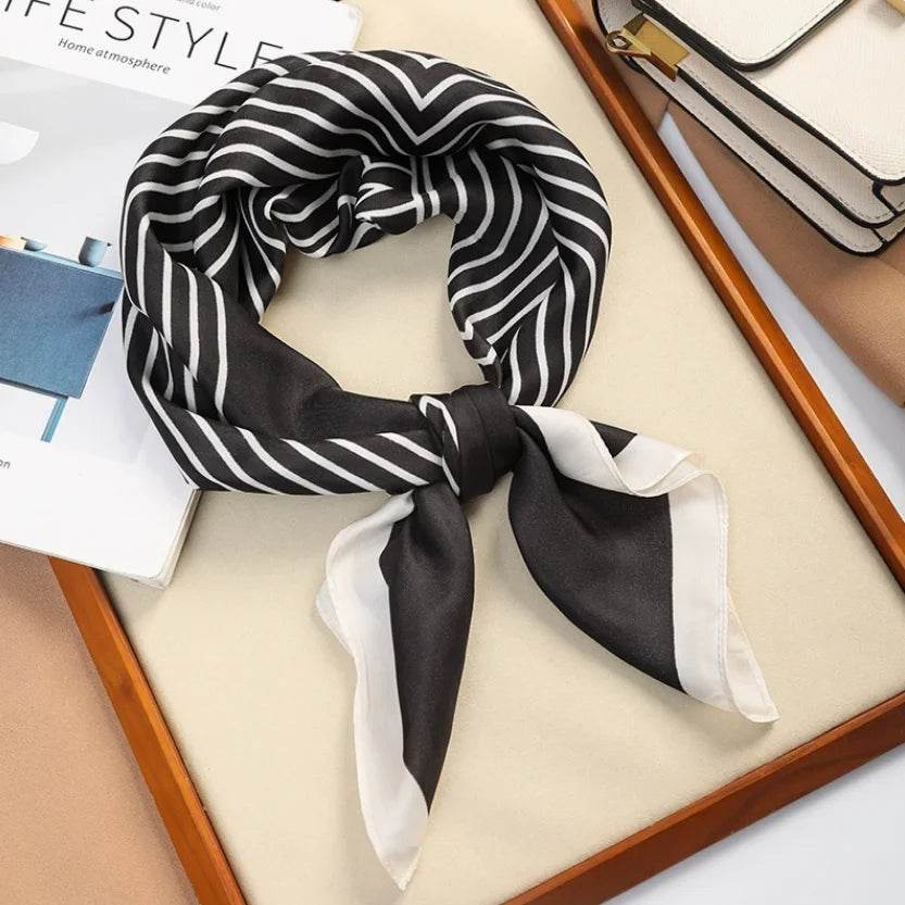 Women Fashion Versatile New Silk Scarves 70x70cm Square Scarf Korean Version Neck Protection Spring and Autumn Vintage Scarf - AIAZ