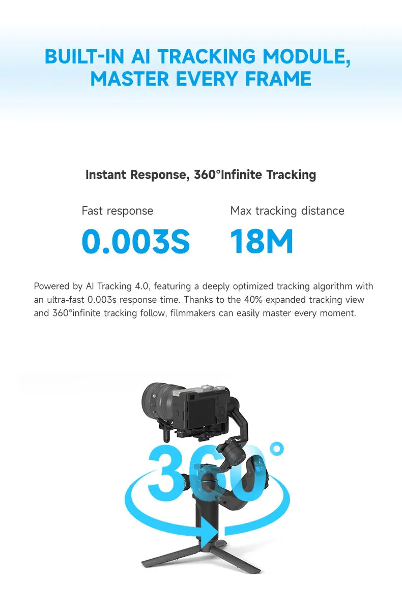 FeiyuTech SCORP Mini 3 Pro Gimbal with Detachable Remote Handle & AI 4.0 Tracking for Mirrorless, Action Camera & Smartphones
