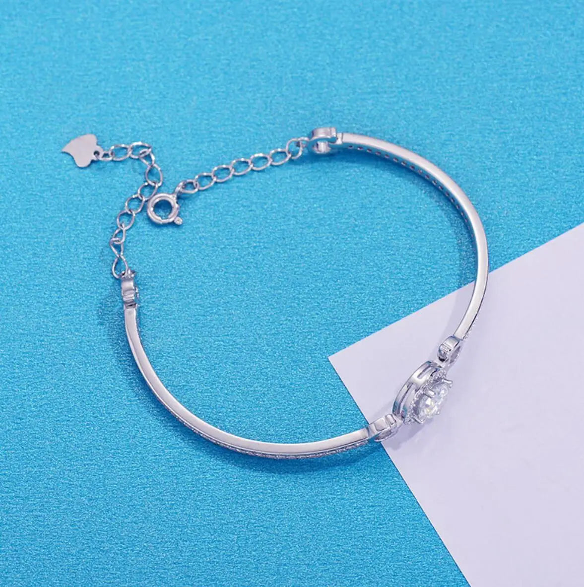 1.0 Cttw 925 Sterling Silver White Moissanite Bracelet For Women 18K Gold Plated Diamond Bangle with GRA Certificate Jewelry