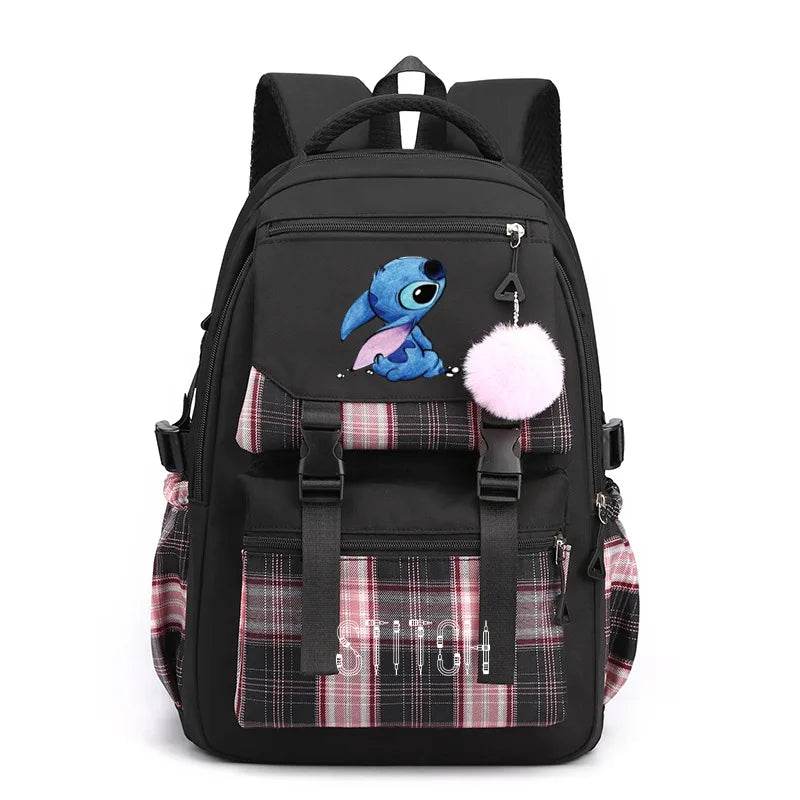 Stitch School Bags High School Student Backpack Female Large Capacity Junior High School Laptop Mochila Escolar - AIAZ