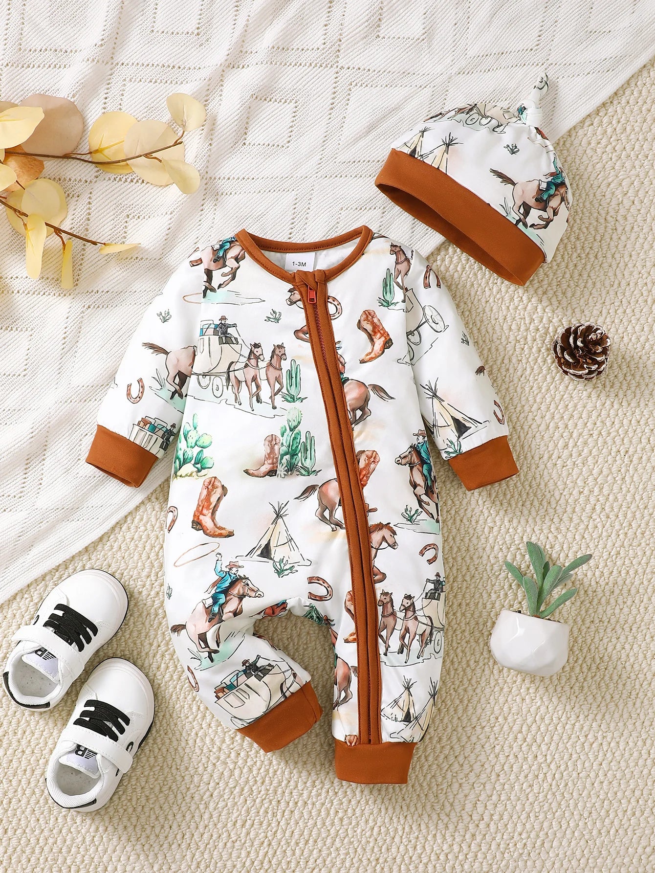 Winter Newborn Infant Baby Boys Romper Bear Print Long Sleeve Button Up Front Rompers Kids Onepiece Soft Fashion Baby  Clothing