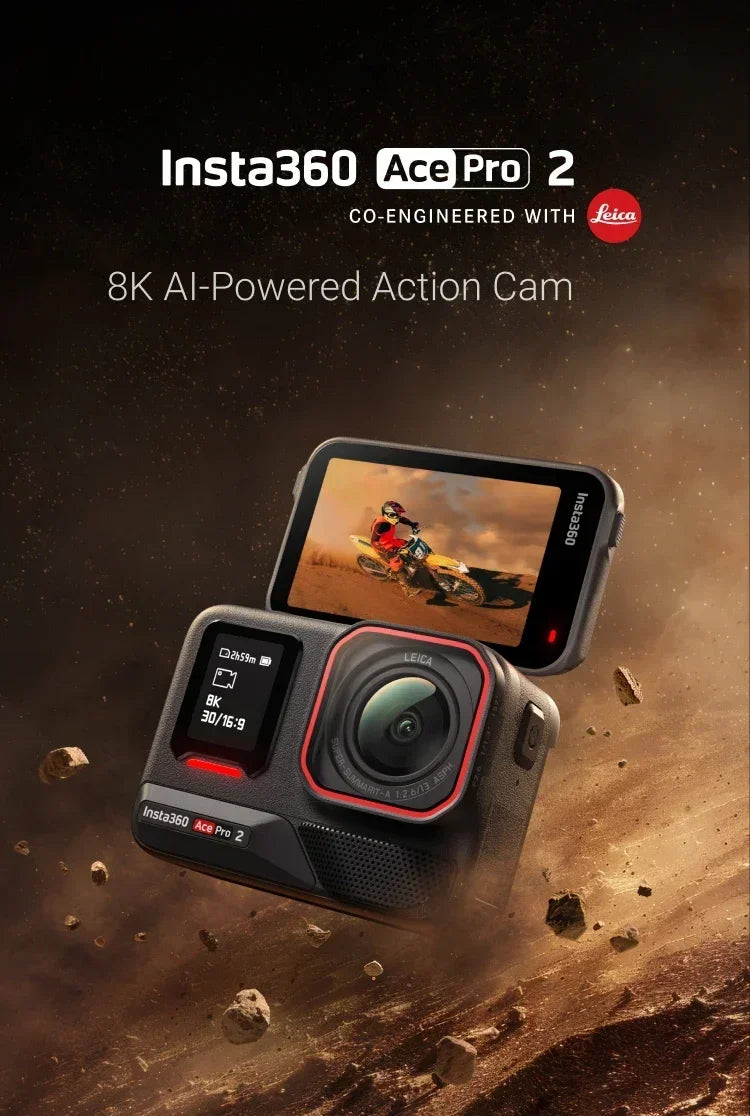 Original Insta360 Ace Pro 2 8K AI Powered Action Cam - Dual Battery Standard Bundle 360 derece aksiyon kamera  4k camera  go pro