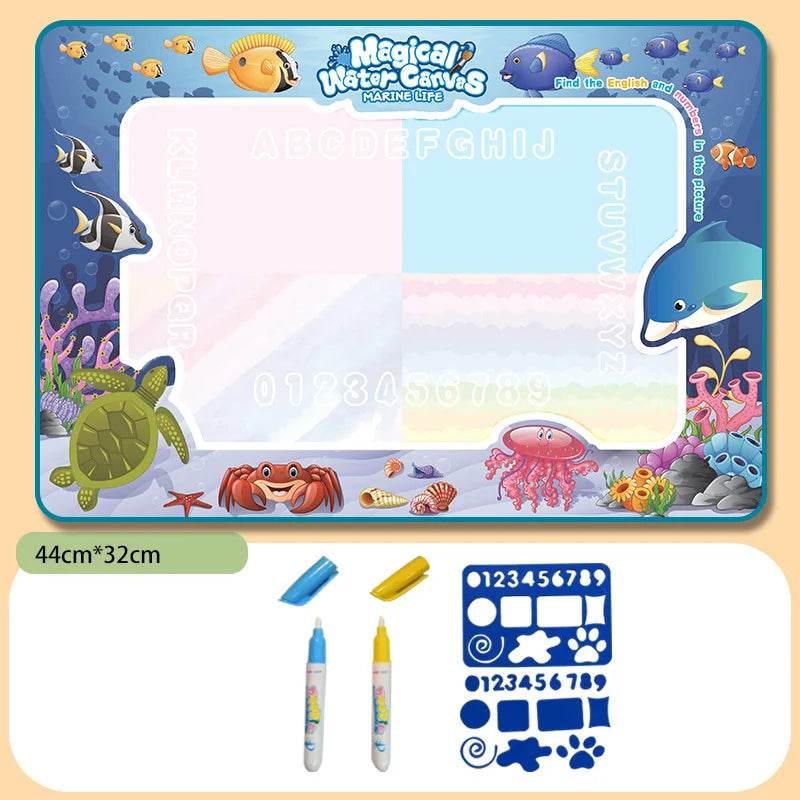 Magic Water Drawing Mat Reusable Doodle Painting Board with Pens Montessori Educational Toys for Kids Halloween Christmas Gift - AIAZ