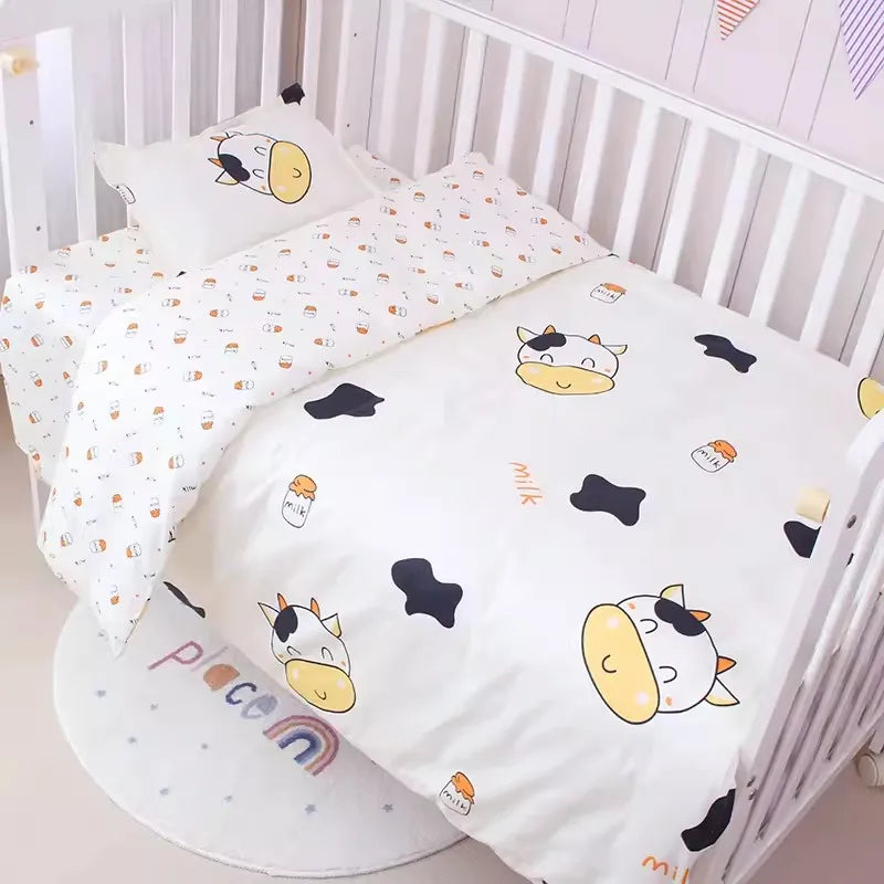 Without Filling 3Pcs Baby Nursery Crib Bedding Set Duvet Pillow Covers Cotton Sheet Include Duvet Cover Pillowcase Sheet