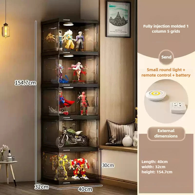 Handmade Display Cabinet, Decorative Model, Building Block Storage Box, Transparent Lego Layered Toy Rack for Household Use