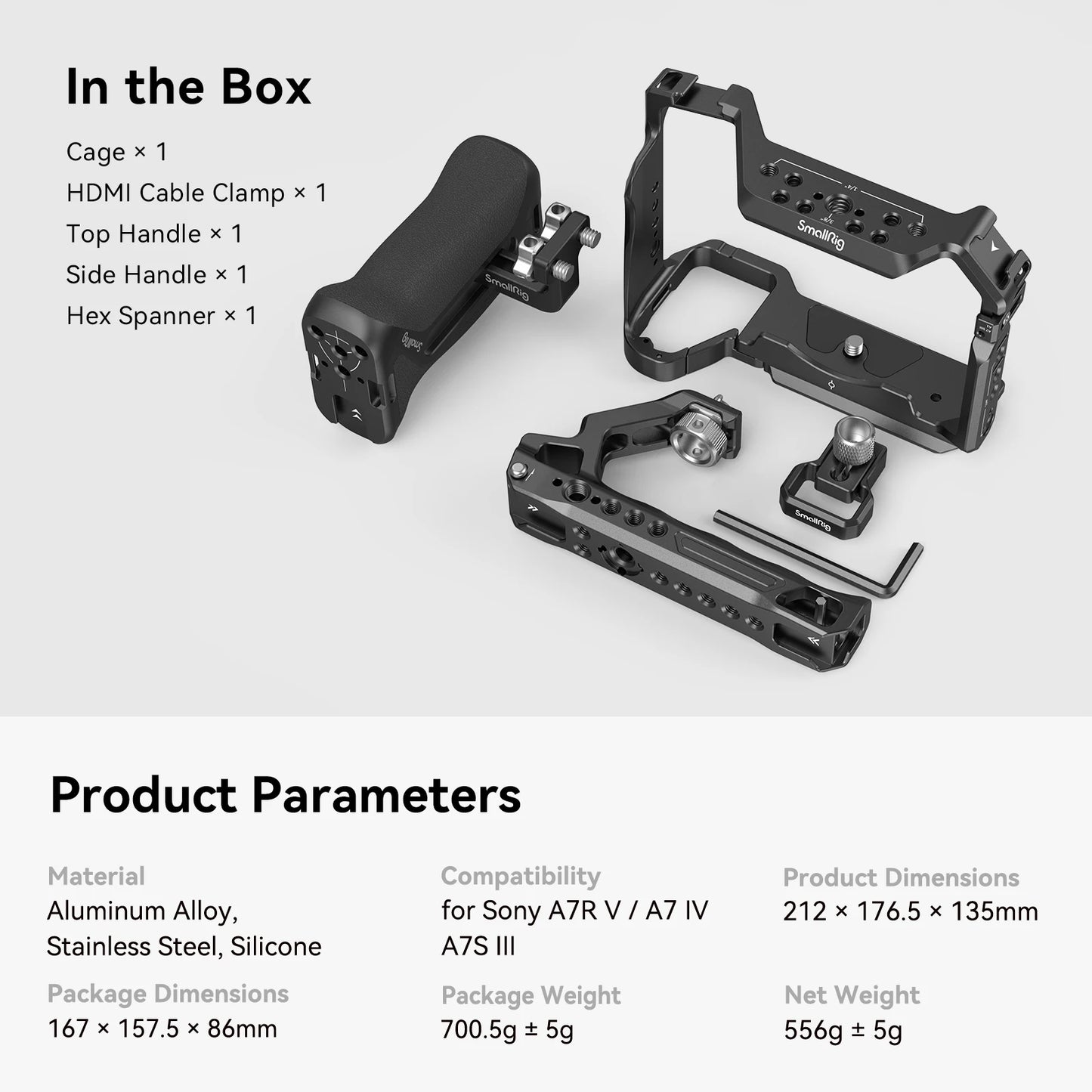 SmallRig A7m4 A7 IV Full DSLR Camera Cage for Sony Alpha a7iv A7 IV / Alpha 7S III Advanced Cage Kit L-Bracket Baseplate -3667B
