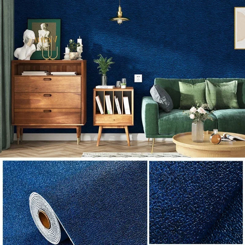 Linen 3D Foam Self-adhesive PVC Solid Color Thickened Waterproof Background Wall Renovation Wallpaper Wall Stickers Home Decor