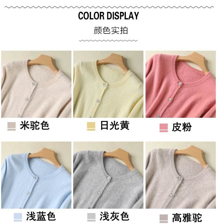 Women Cardigan Large Size Warm Pure Mink Cashmere Sweaters O-neck Loose Coat Female Sweater Ladies' Jacket Solid Knit Cardigans - AIAZ