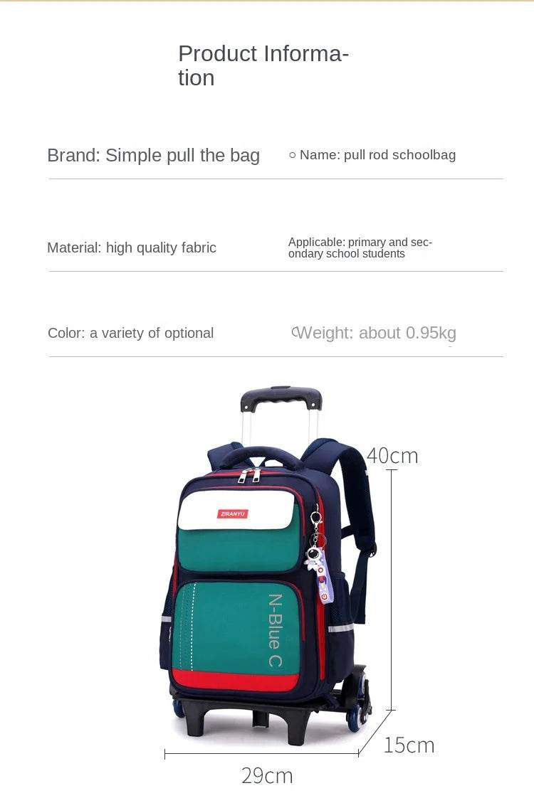 Rolling Backpacks for Primary School Children Trolley School Student Backpack Wheeled Bag Back To School Backpacks with Wheels - AIAZ