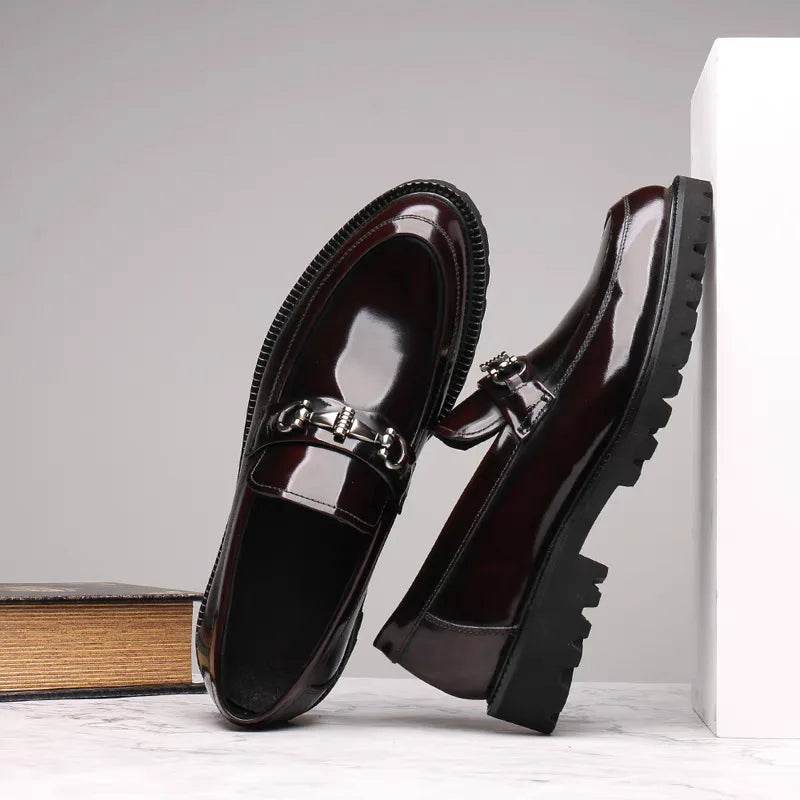 Men's Business Formal Leather Shoes Man Casual Leather Shoes Loafers Casual Business Wedding Shoes for Men Round Toe Slip-On - AIAZ