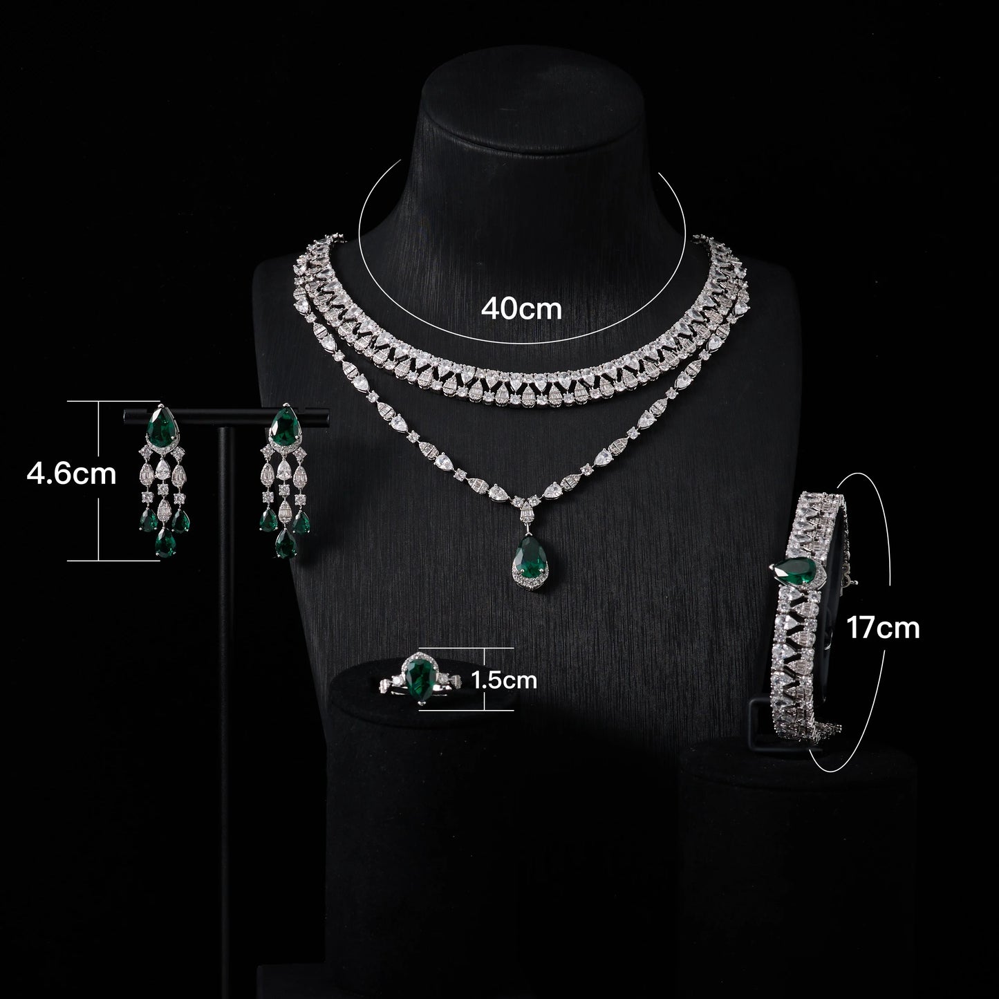 00039 Bridal Women jewelry Set Double Layer Necklace Set Cubic Zircon Wedding  Jewellery Set Dubai Saudi EngagementAccessories