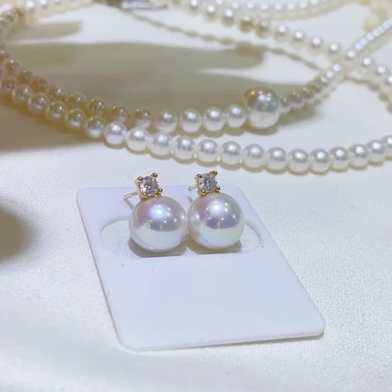 SGARIT Real S925 Sterling Silver Earrings Bright Edison Pearl Earrings Women Luxury Jewelry Perfectly Round