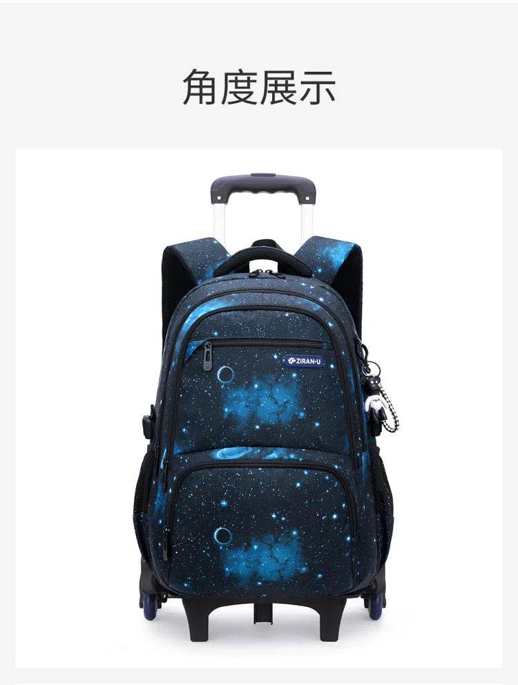 Children School bag with wheels school backpack On wheels School Trolley backpacks bags for boys wheeled School Rolling backpack - AIAZ