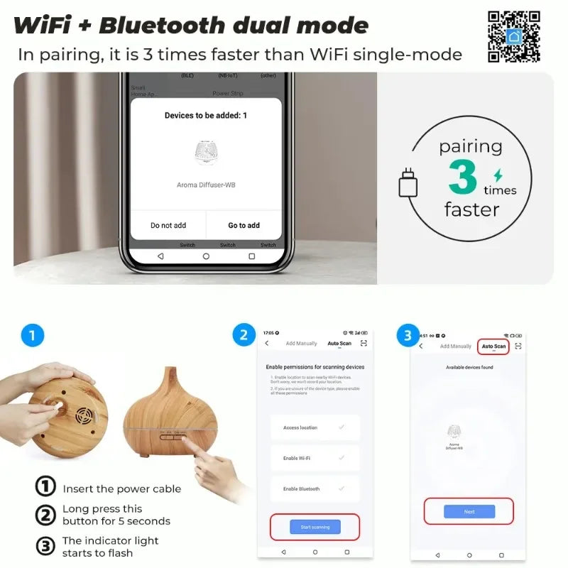 Tuya Smart Humidifier with Colorgul LED Light WiFi Aroma Diffuser Timer Wireless Control Work with Alexa Google Home Compatible