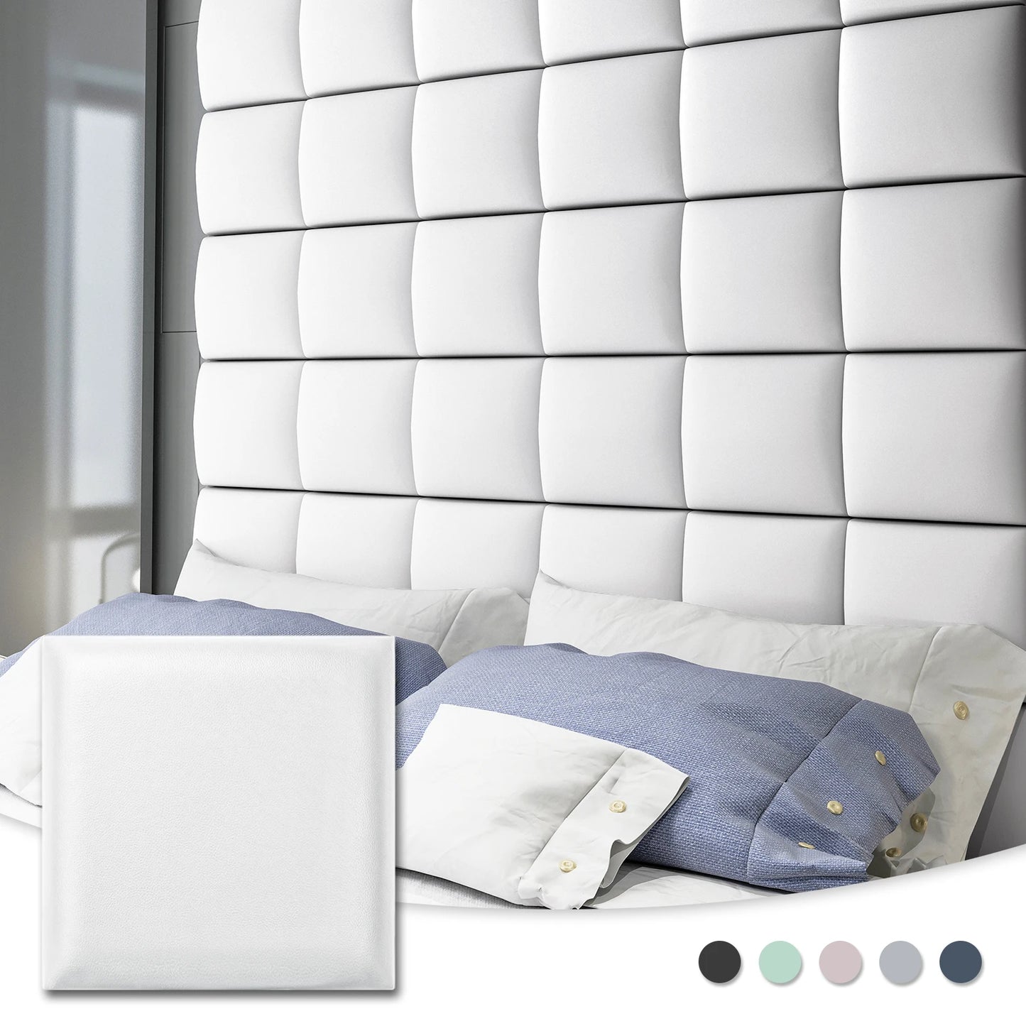 Art3d Adjustable Headboard for King, Twin, Full and Queen, Wall Mounted Upholstered Wall Panels (6 PCS, 9.84" x 9.84")