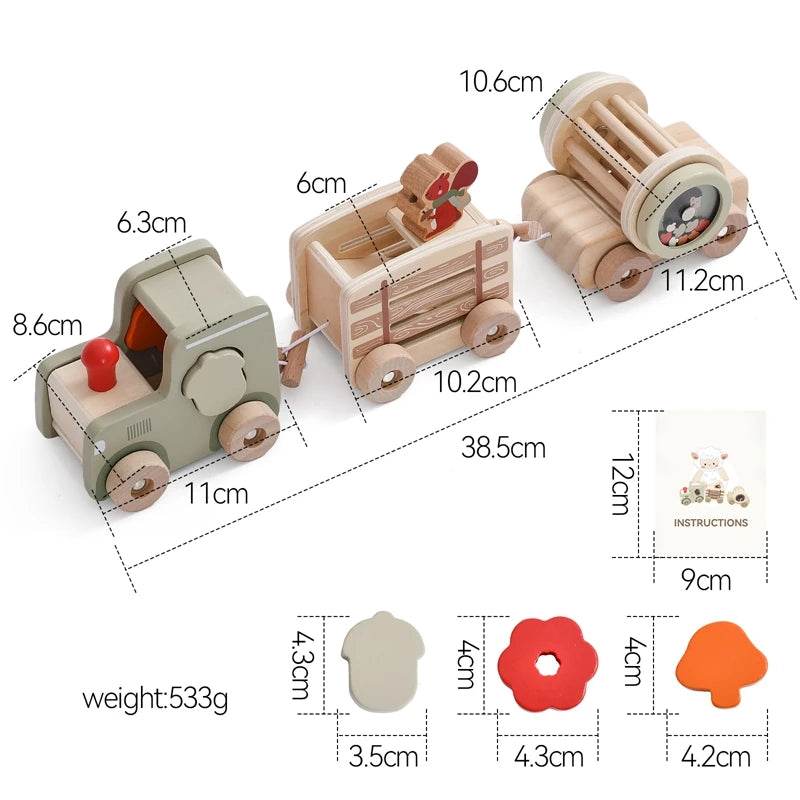 Wooden Train Birthday Toy Montessori Toys Baby Educational Toys Wooden Trolley Baby Learning Toys Number Of Wood Baby's Toys - AIAZ