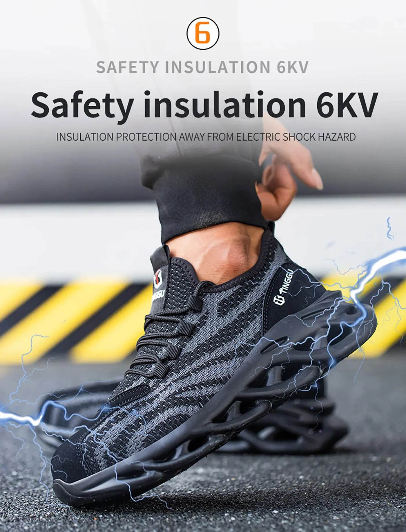 Men's safety shoes are anti impact, anti puncture, soft, comfortable, breathable, anti slip, and wear-resistant work shoes - AIAZ