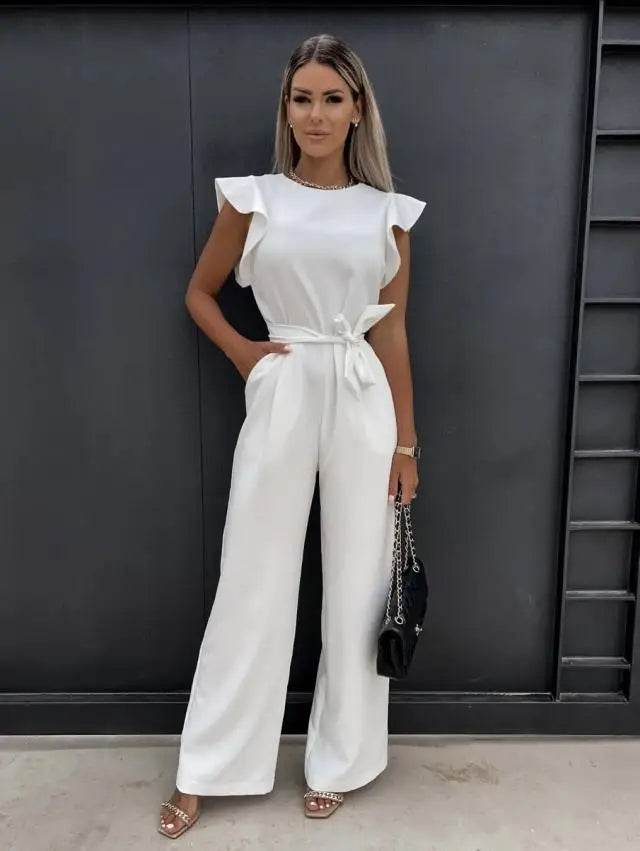 2024 Summer Short Sleeve Wide Leg Jumpsuit For Women Elegant Romper Vintage Streetwear Jumpsuits Overalls Women Jump Suit Woman - AIAZ