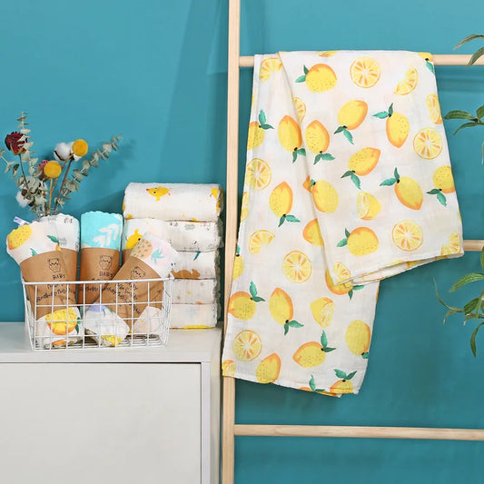 Baby Blanket Swaddle Bamboo Cotton Wrapped Towel Thin Design Double-layer Bath Towel  Baby Bath Towel Gauze Children Quilt