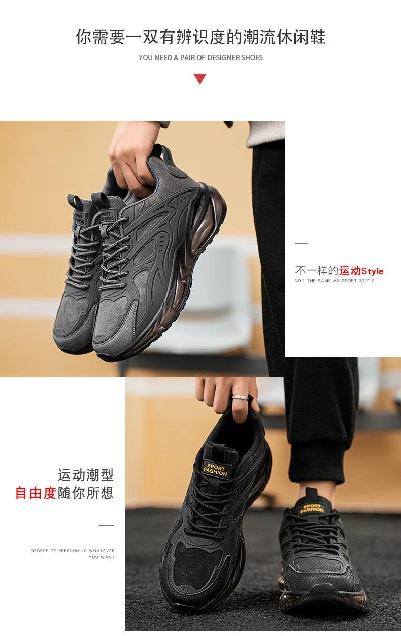 Men Shoes 2025 Casual Walk Air Cushion Marathon Breathable Lightweight Women's Comfortable Athletic Nonskid Sneakers - AIAZ