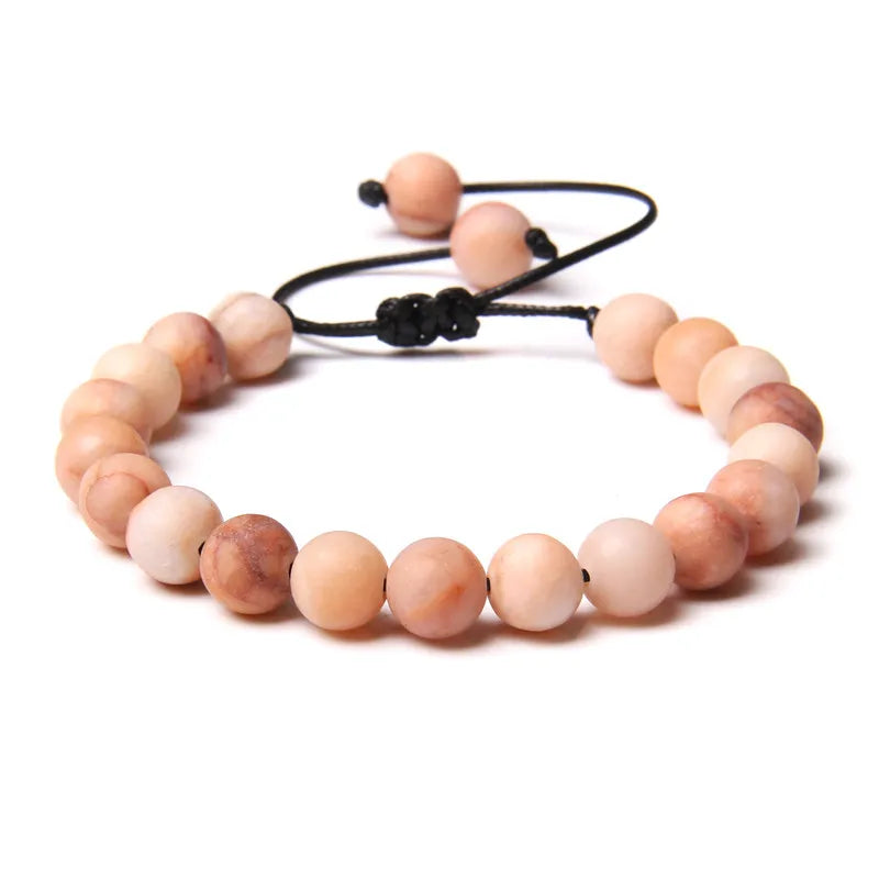 8MM Stone Bead Braid Bracelets Minimalist Natural Carnelian Agates Jades Gem Woven Bangle Healing Jewelry Gift For Women Men