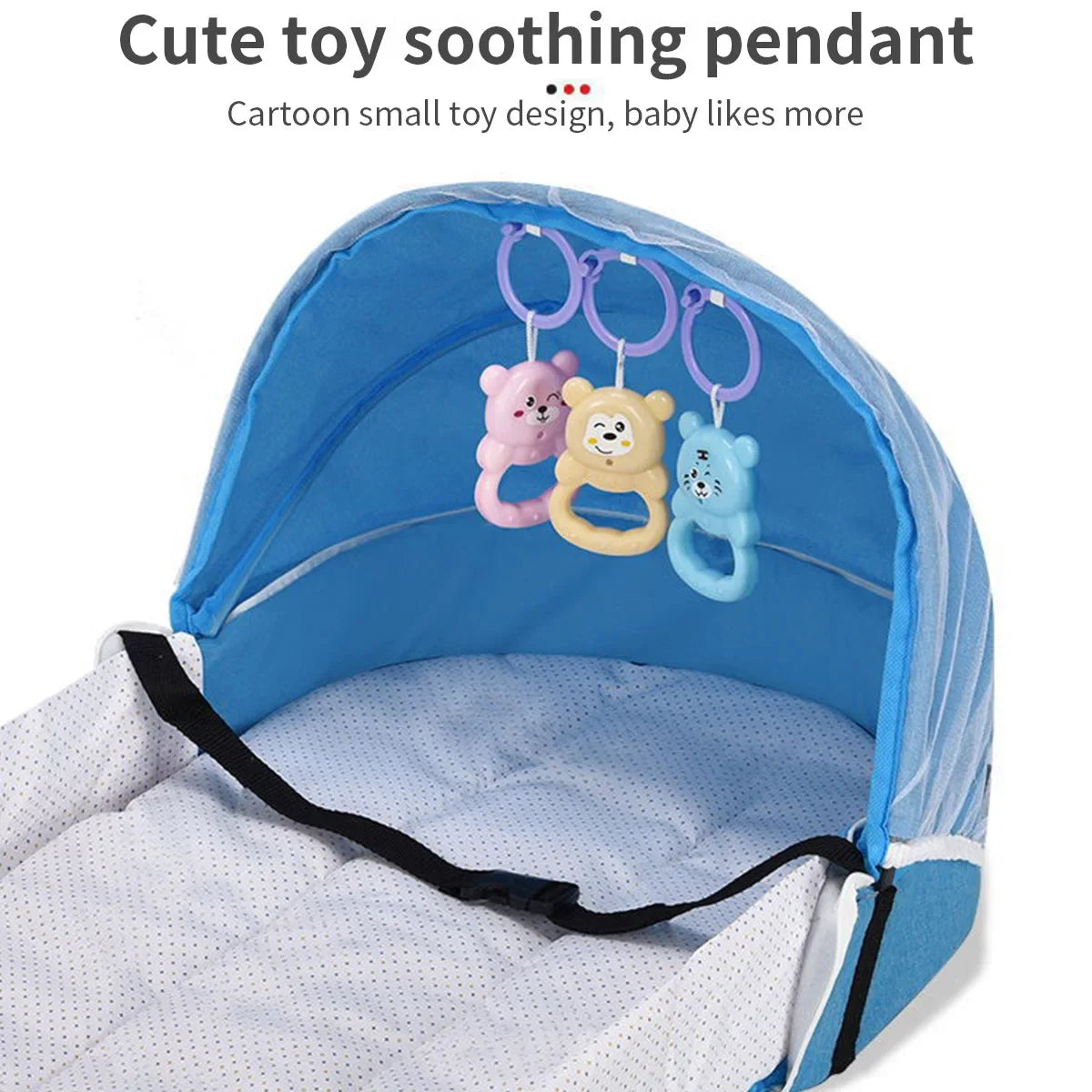 Folding Anti-crush Baby Crib Convenient Bed Middle Bed with Mosquito Net Comfortable Mattress Travel Crib for Newborn Baby Bed
