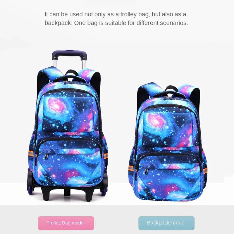 School bags with Wheels School Rolling Backpacks for Boys Trolley Bag Waterproof Orthopedic School Bag Student Wheeled Backpack - AIAZ