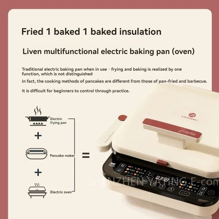 Home Appliance The Upper And Lower Plates Of The Electric Baking Pan Can Be Disassembled And Washed To Deepen The Plate