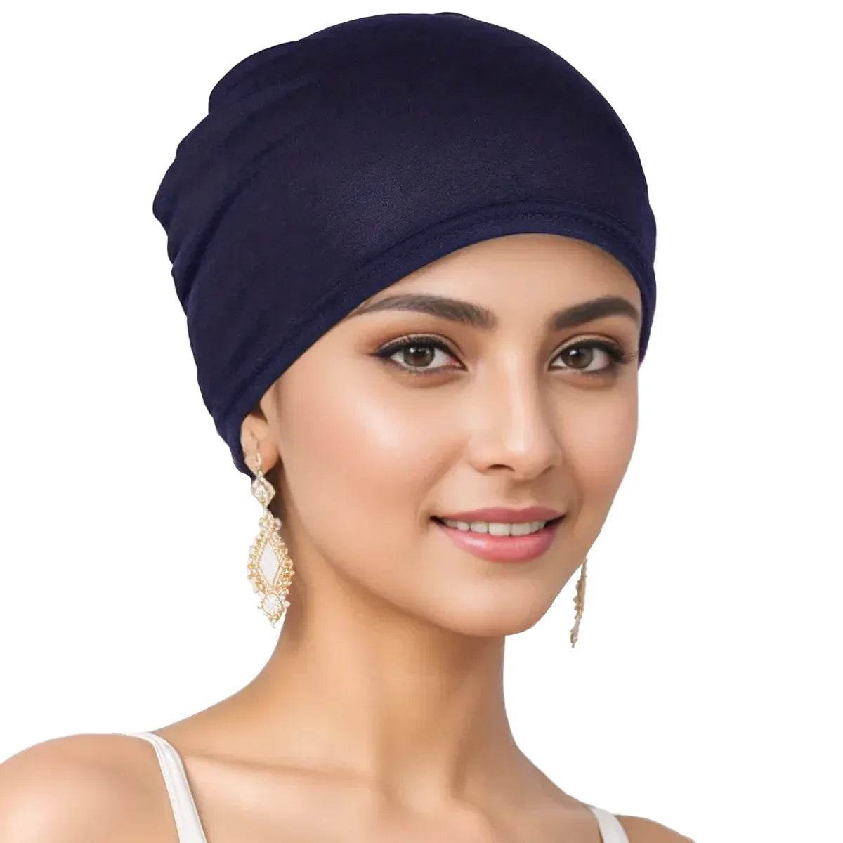 Muslim Turban Cap for Women Monochromatic Pullover Cap Hijab Hat Female Turban Fashion Accessories New - AIAZ