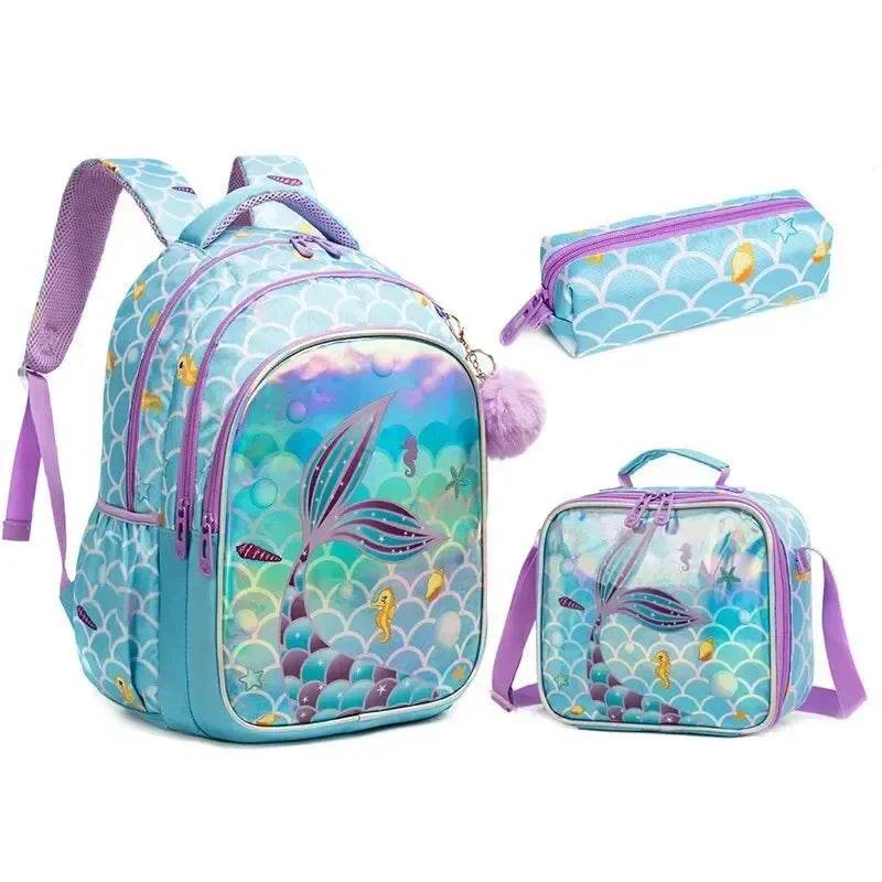 Drop Shipping Backpack Set for Teenagers Waterproof School Bags for Girls Backpack Mermaid Cartoon Bag Kids School Bags Supplies - AIAZ