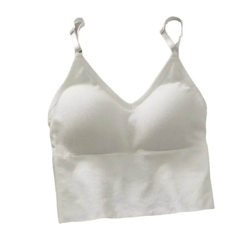 Womens Tops Sexy Tank Top Women Built In Bra Solid Color Camis for Women Crop Top Off Shoulder Sleeveless Camisole 2022 New - AIAZ