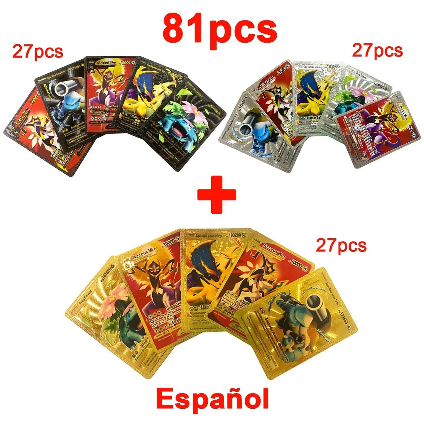 Pokemon Cards Vmax GX Gold Foil Flash Card English Spanish Colorful Pikachu Charizard French German Game Battle Collection Cards - AIAZ