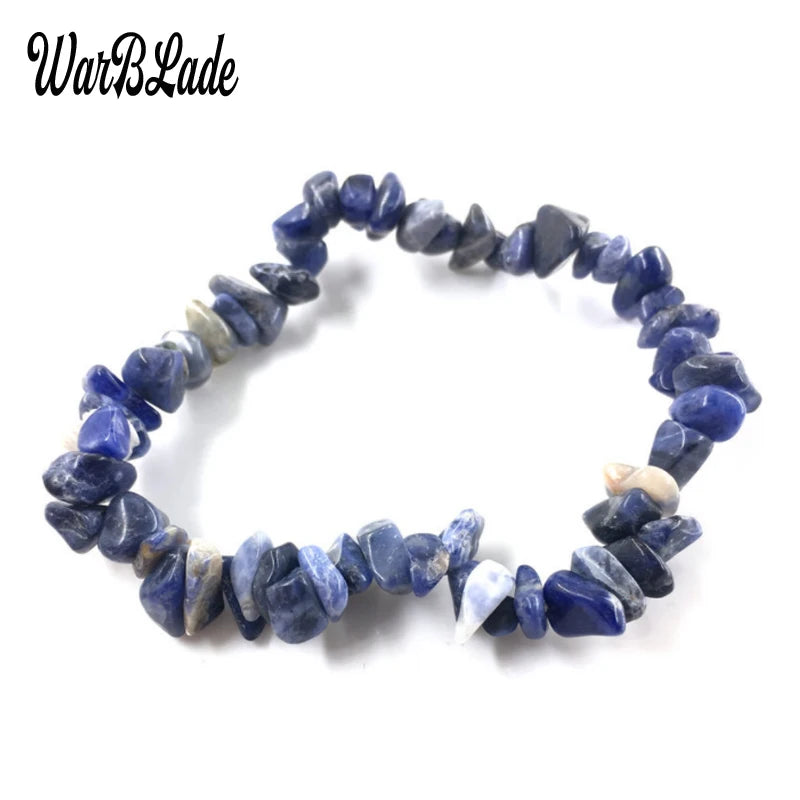 New Women Bracelets Bangles Natural Gem Stone Bracelet Irregular Stretch Chip Beads Nuggets Bracelets Bangles Crystal Wristband