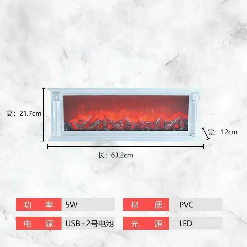 3D Simulated Fireplaces Flame Lamp Fake Firewood Fireplace European Decoration Ornaments Light Living Room TV Cabinet Fireplace