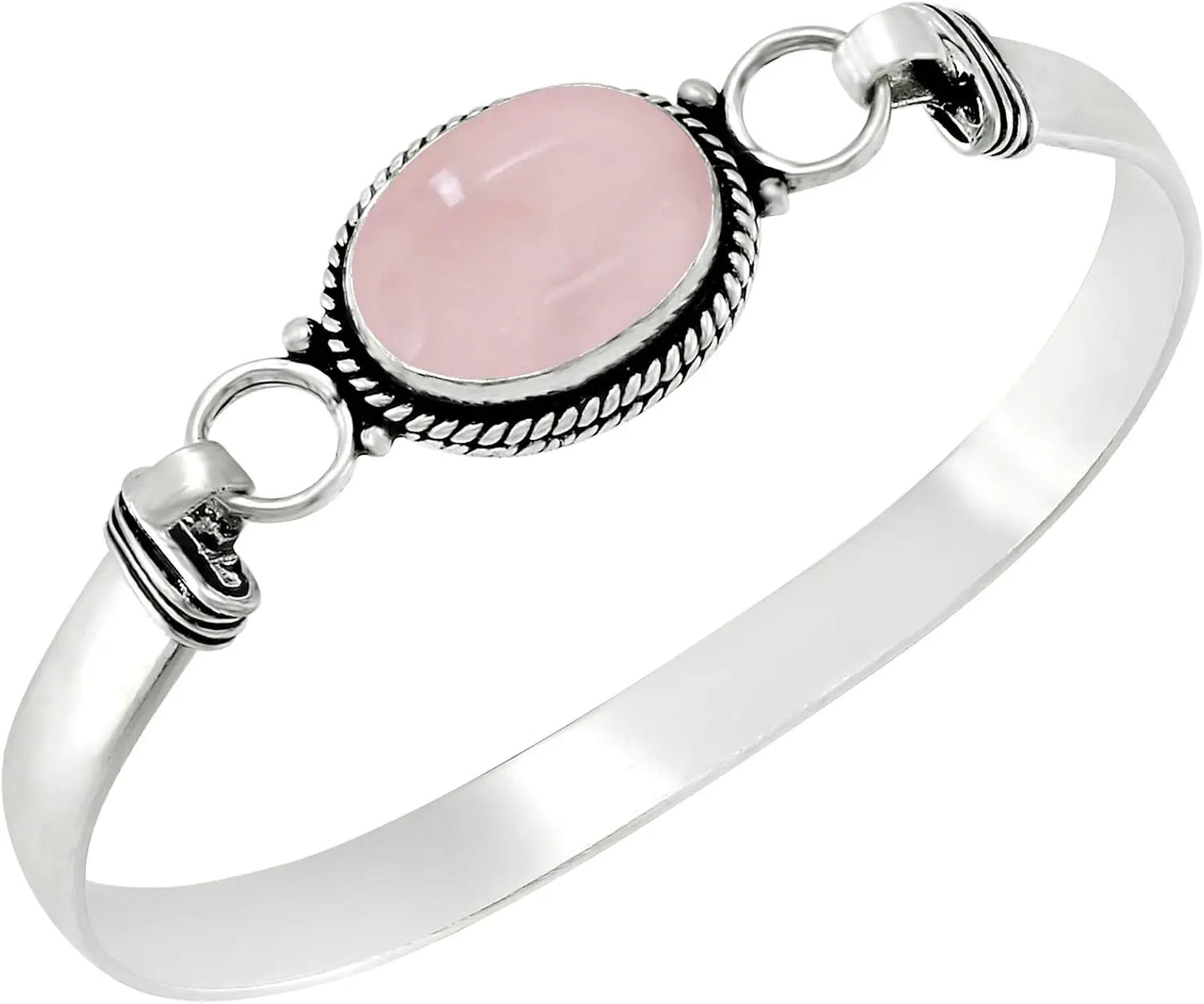 Vintage 925 Silver Natural Oval Moonstone Bangle Bracelets Handmade Birthstone Bangle Gifts Fine Jewelry for Women Men