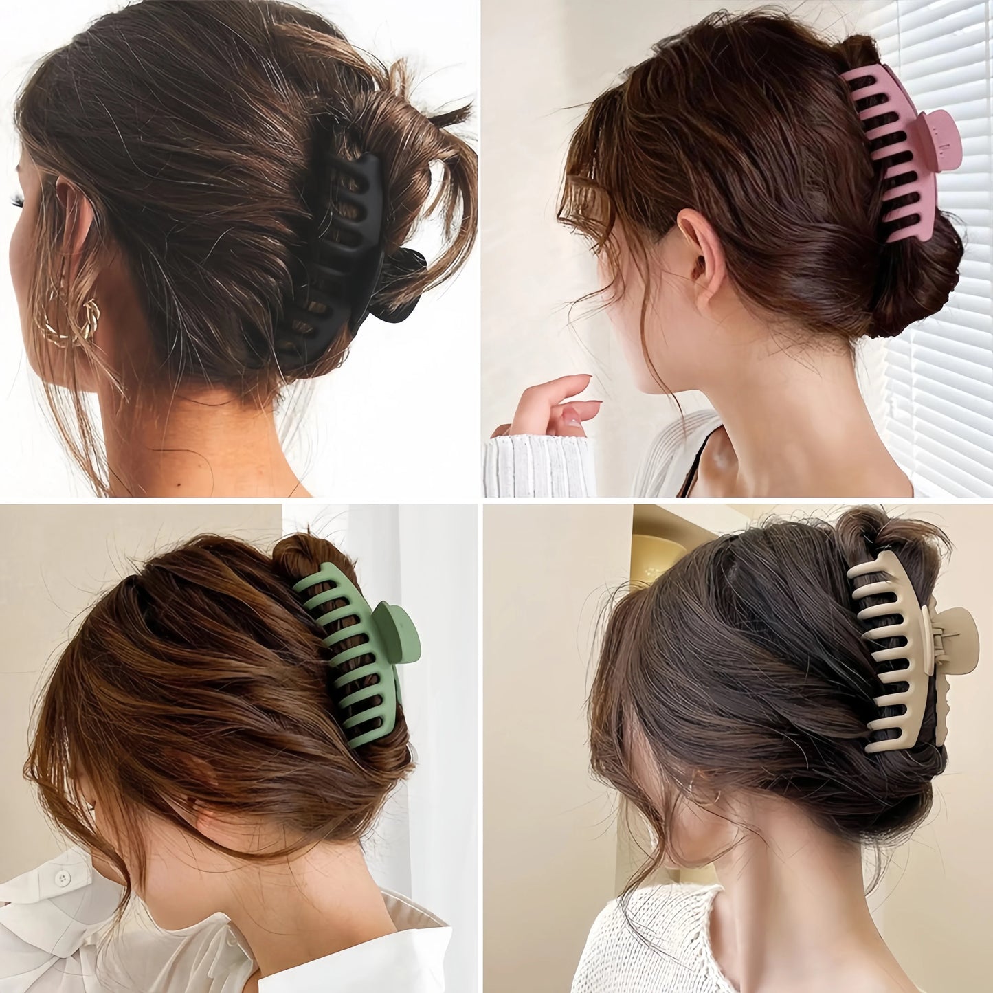 8Pcs Hair Clips for Women 4.3 Inch Large Hair Claw Clips for Women Thin Thick Curly Hair Big Matte Banana Clips Strong Hold jaw