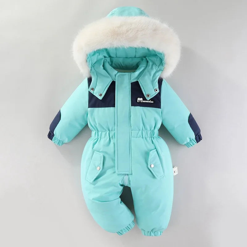 Winter Children Ski Suit Thicken Waterproof Baby Jumpsuit Warm Baby Girl Snow Wear Plus Velvet Infant Clothes Boys Coat 1-5 Year