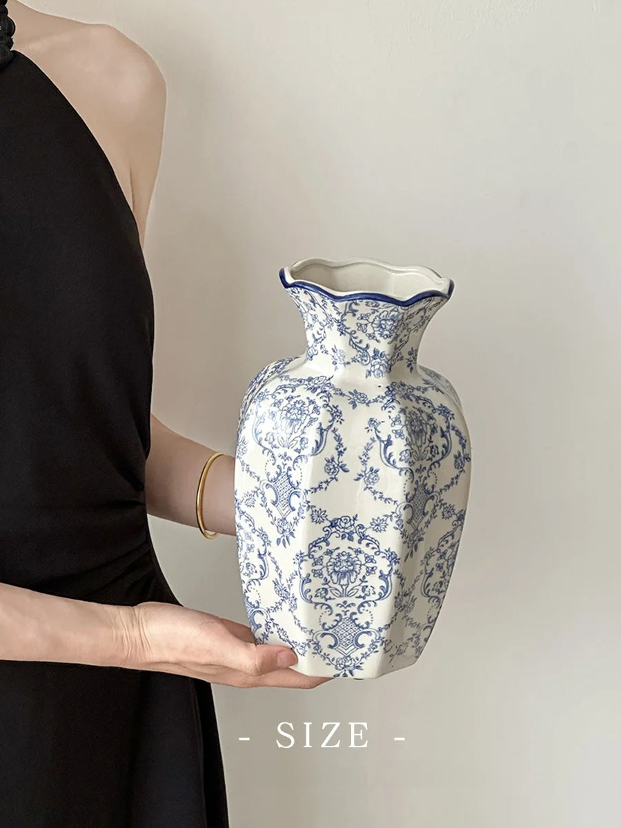 Cerc Flower Vase Decoration Jingdezhen Blue And White Porcelain Living Room Floral Arrangement Desktop Flower Ho...