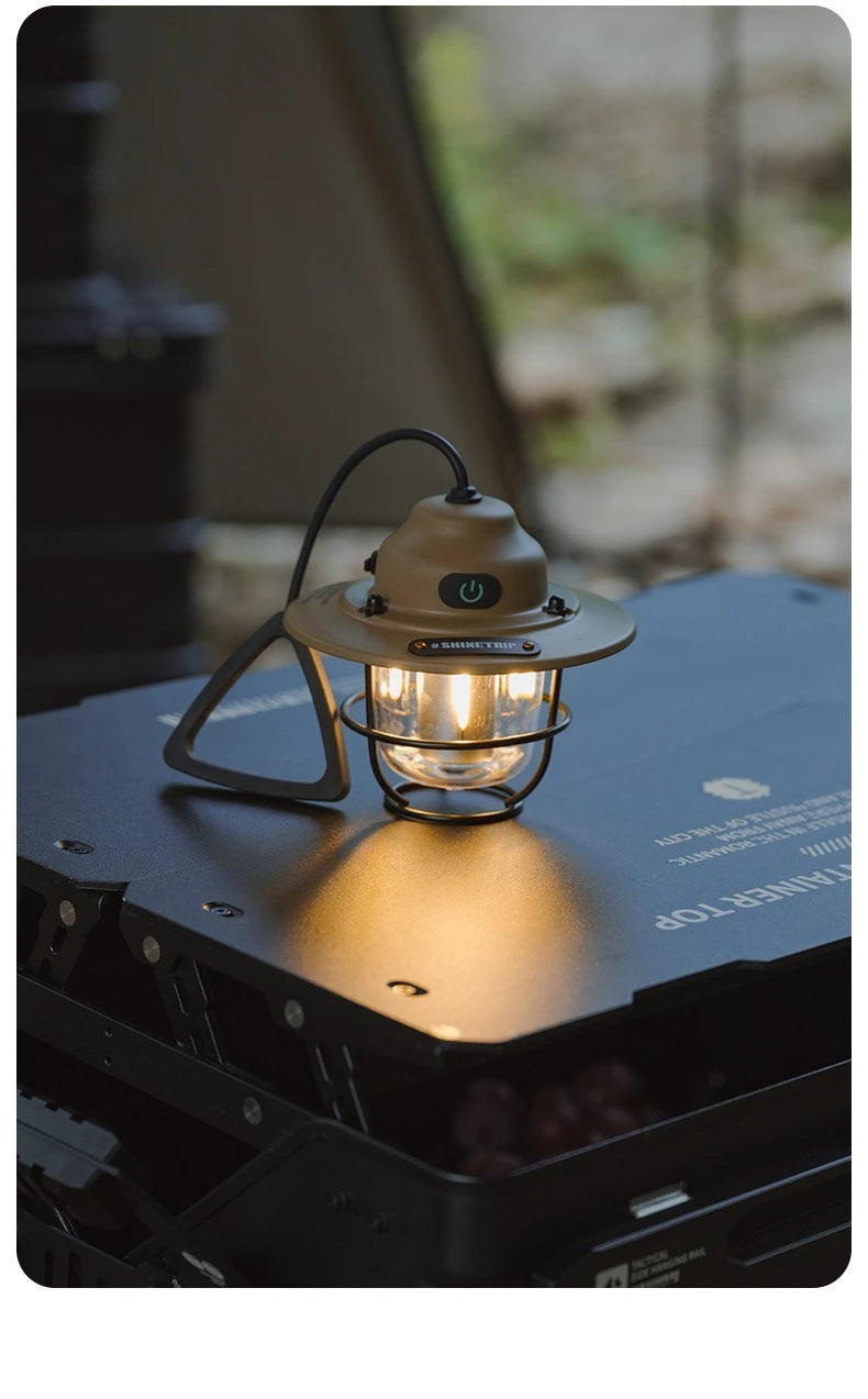 Shine Trip Outdoor Retro Smalldroplight, Campsite Lamp, Atmosphere Lamp, USB Charging Tent Light, LED Camping Hangling Lamp