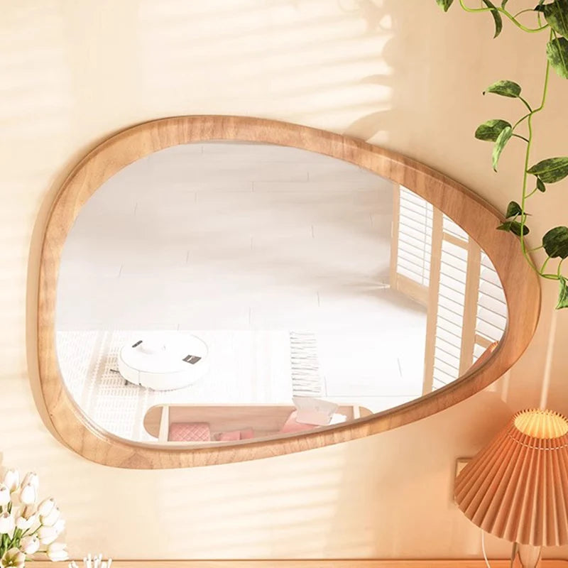 Irregular Wall Mirror Living Room Decoration Modern Girls Mirror Funky Wooden Asymmetrical Bathroom Espelhos Home Decorations