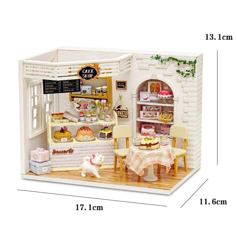 Kitten Mini Doll House 3D Puzzle Assembly Model Building Kit Creative Room Bedroom Decoration With Furniture Wooden Crafts Gifts - AIAZ