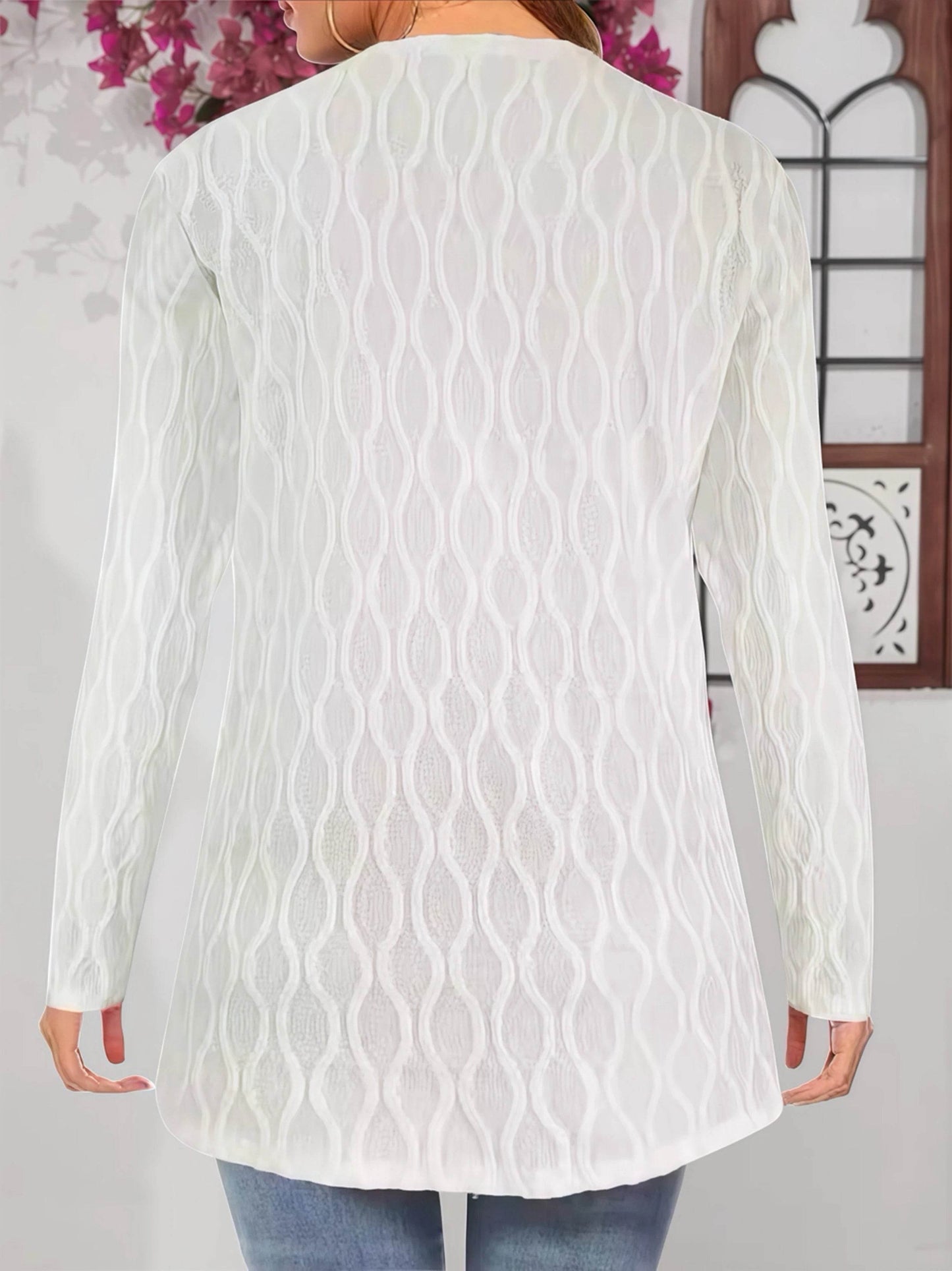 Comfy Fall Cardigan for Women, Casual Elegant Solid Textured Fabric Pocket Front Open Women's Loose Cover Up - AIAZ