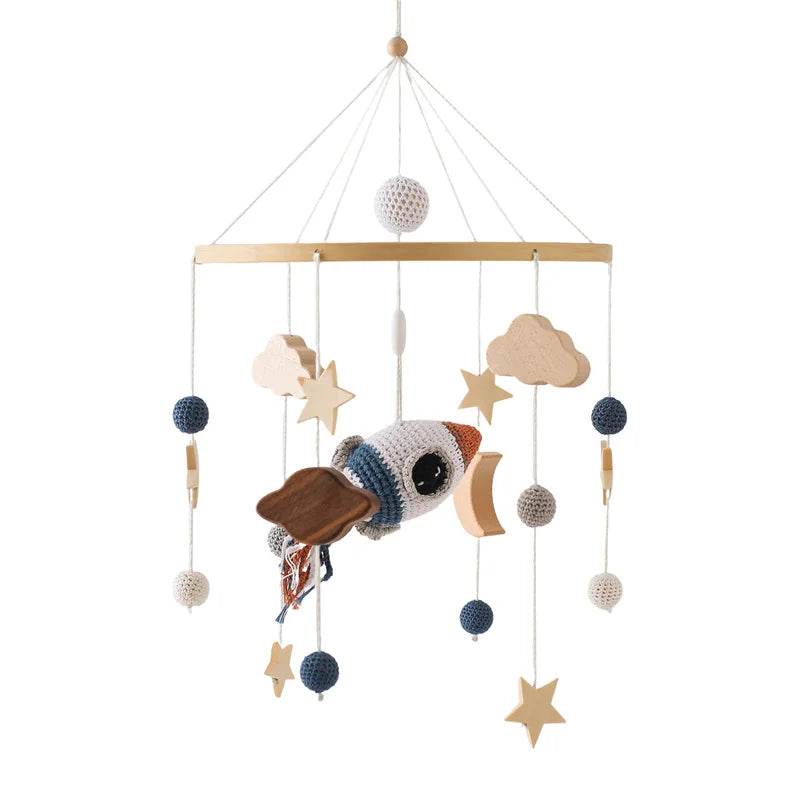 Baby Crib Mobile Wooden Bed Bell Rattle Toy Soft Felt Hot Air Balloon Wind Chime Pendant Newborn Comfort Bed Bell Toys Baby Gift