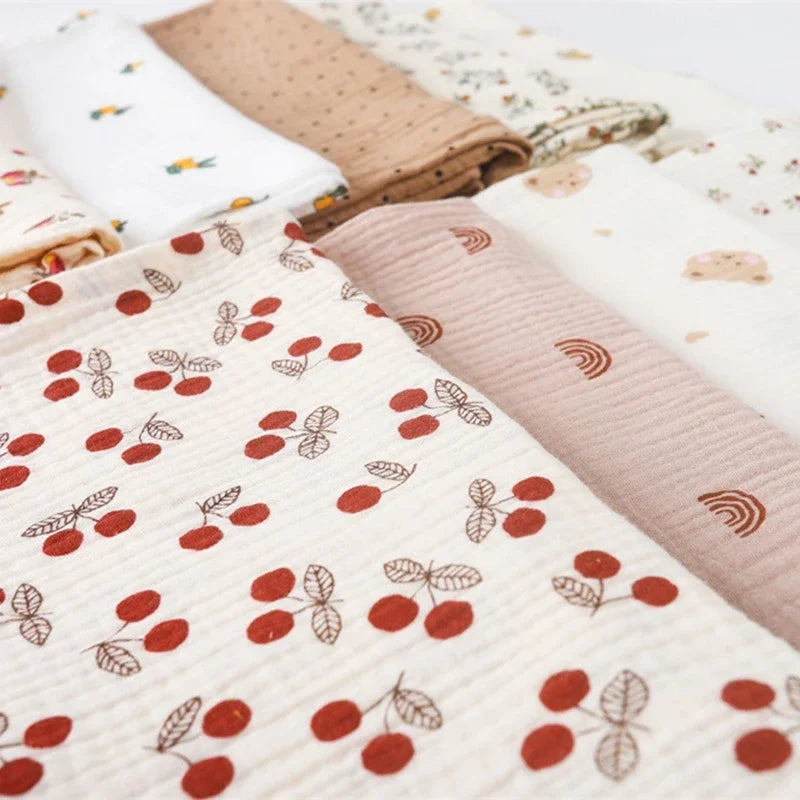 Baby Cotton Muslin Swaddle Blanket Floral/Animal Print Stroller Blanket Infant Diaper Newborn Receiving Blanket
