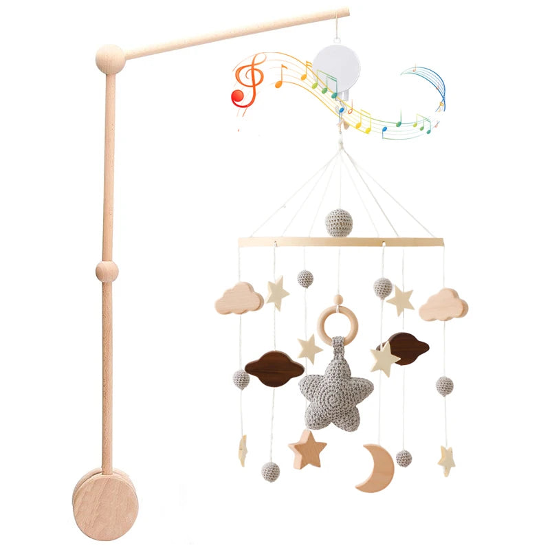 3pc/set Baby Wooden Bed Bell Bracket Mobile Hanging Rattles Toy Hanger Baby Crib Mobile Bed Bell Wood Toy Holder Arm Bracket