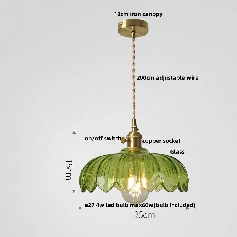 IWHD Nordic Modern LED Pendant Lights Coffee Living Room Balcony Green Glass Copper Knob Switch Hanging Light Fixture Luminaira