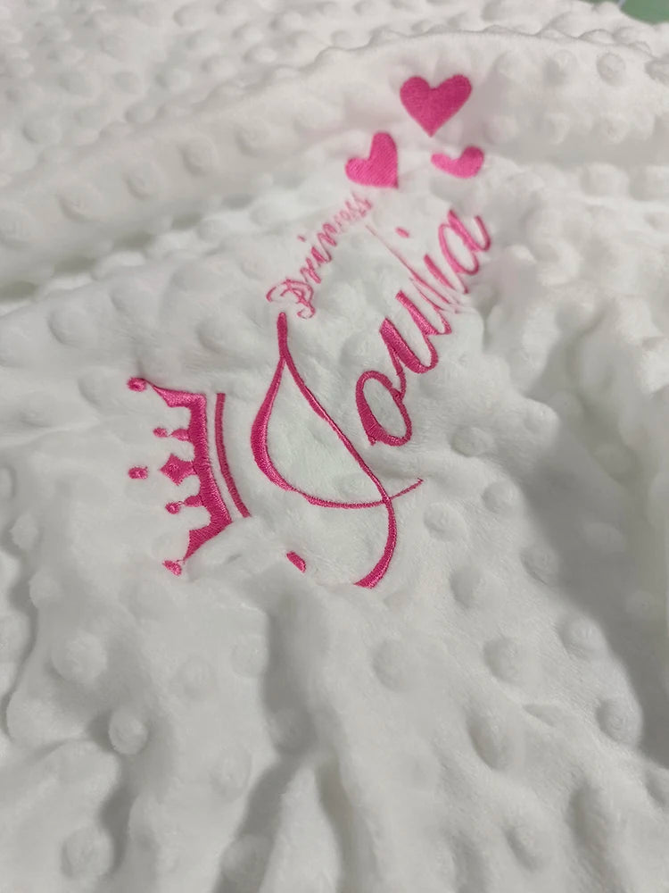 Personalized Bubble Minky Fleece Baby Blanket with Name DIY Custom Toddler Crib Stroller Blanket For Newborn Baby Birthday Gift