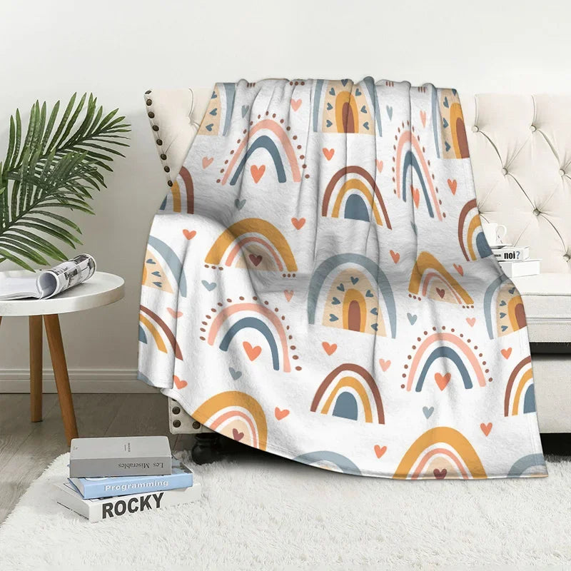 Home decoration plush Throw Sofa blanket Bedspread bed fluffy soft blankets decor Plaid Modern nordic rainbow cute winter