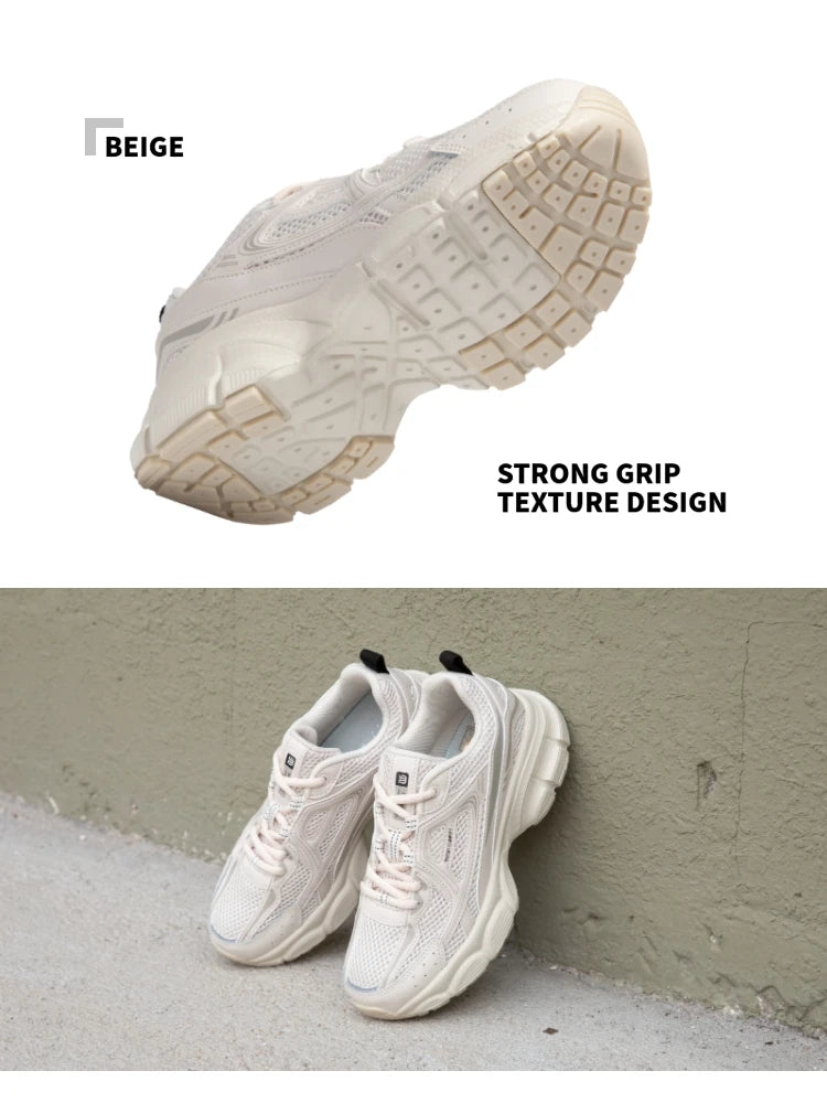 Baasploa Women Sports Shoes Outdoor Breathable Non-slip Jogging Sneakers Female Lightweight Mesh Lace-up Retro Running Shoes